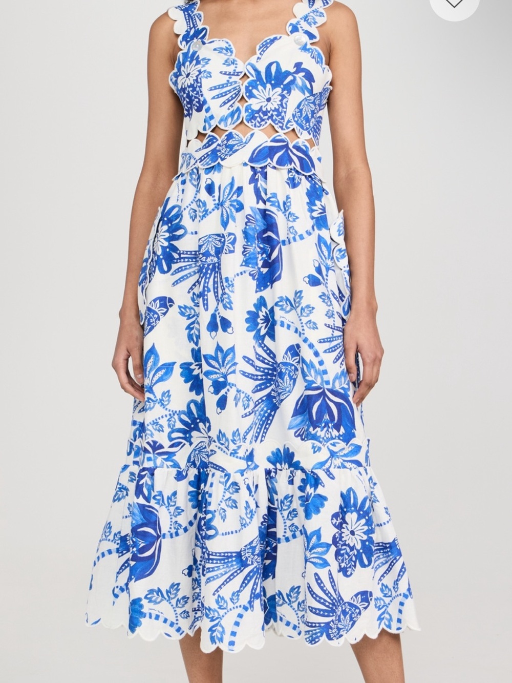 FARM Rio White Maxi Dress with Blue Floral Print